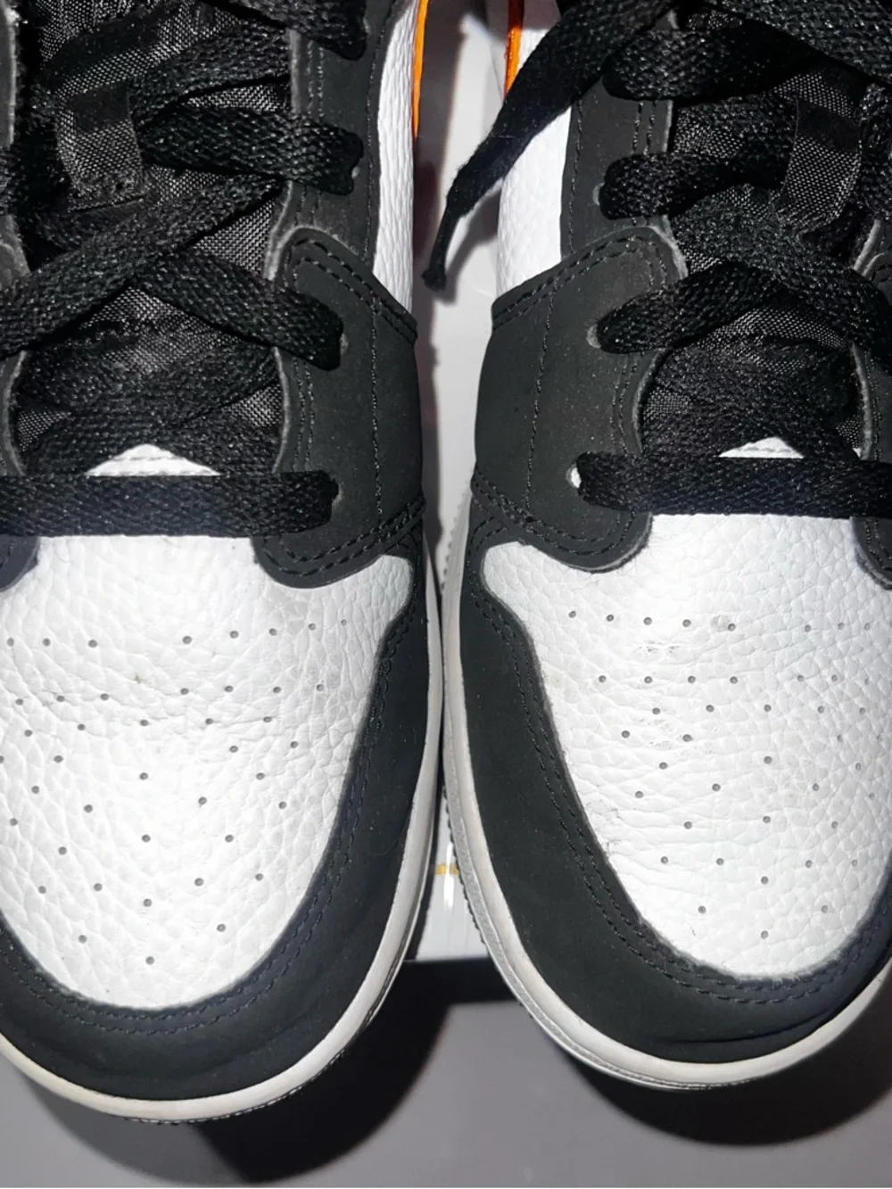 Jordan Kids Black White Orange Mid/High-Top Sneakers - Picture 8 of 10